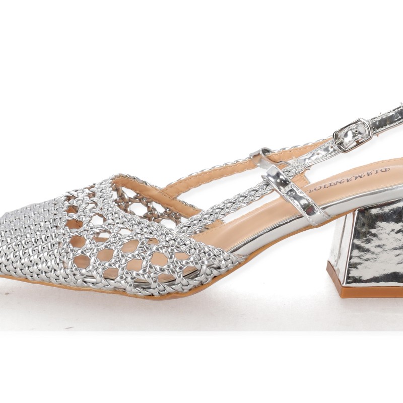 DIAMANTIQUE Open Ηeel Μυτερές Γόβες με Ψάθινη Πλέξη