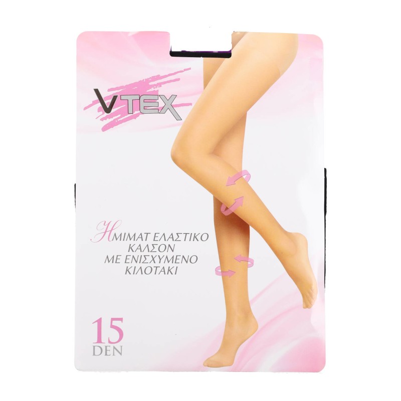 VTEX 15 DEN Γυναικείο Ημιμάτ Ελαστικό Καλσόν με Ενισχυμένο Κιλοτάκι