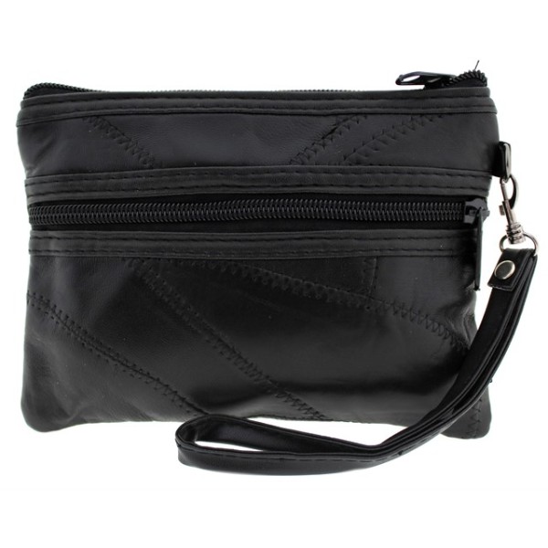 Γυναικεία τσάντα χειρός σε μαύρο χρώμα - δερμάτινο