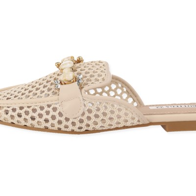 BOTTEGA Γυναικεία Mules Flat με Ψάθα & Διακοσμητική Τόκα BOTTEGA Γυναικεία Mules Flat με Ψάθα & Διακοσμητική Τόκα