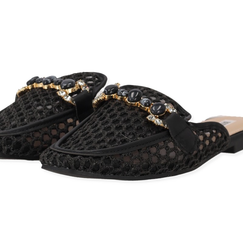BOTTEGA Γυναικεία Mules Flat με Ψάθα & Διακοσμητική Τόκα