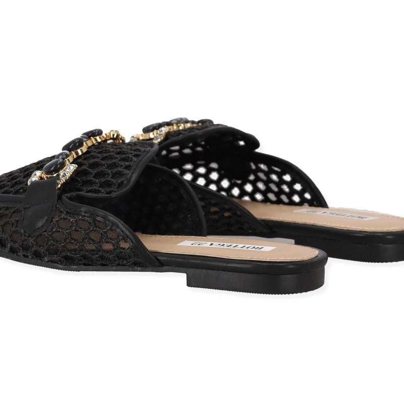 BOTTEGA Γυναικεία Mules Flat με Ψάθα & Διακοσμητική Τόκα