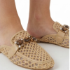 BOTTEGA Γυναικεία Mules Flat με Ψάθα & Διακοσμητική Τόκα