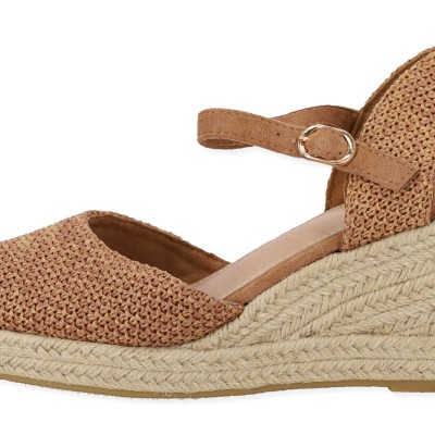 Ideal Shoes Γυναικεία Ψάθινη Πλατφόρμα Μεσαίου Τακουνιού