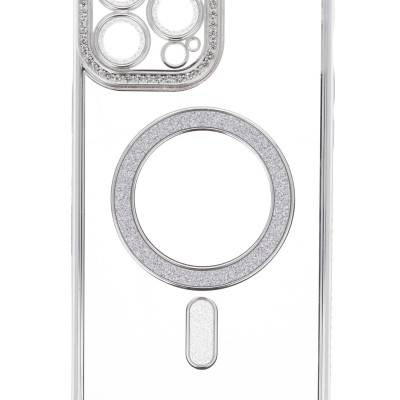 Back Cover Θήκη Σιλικόνης Με Τζαμάκι Κάμερας, Magsafe, Στρασάκια Και Γκλίτερ (Iphone 13 Pro Max)