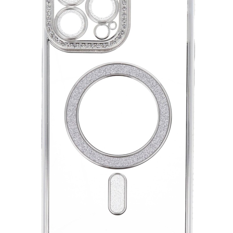 Back Cover Θήκη Σιλικόνης Με Τζαμάκι Κάμερας, Magsafe, Στρασάκια Και Γκλίτερ (Iphone 13 Pro Max)