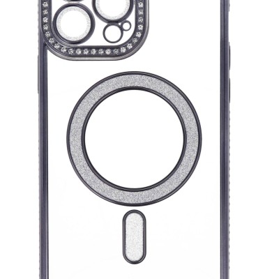 Back Cover Θήκη Σιλικόνης Με Τζαμάκι Κάμερας, Magsafe, Στρασάκια Και Γκλίτερ (Iphone 13 Pro Max)