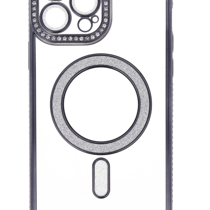 Back Cover Θήκη Σιλικόνης Με Τζαμάκι Κάμερας, Magsafe, Στρασάκια Και Γκλίτερ (Iphone 13 Pro Max)