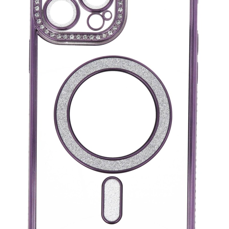 Back Cover Θήκη Σιλικόνης Με Τζαμάκι Κάμερας, Magsafe, Στρασάκια Και Γκλίτερ (Iphone 13 Pro Max)