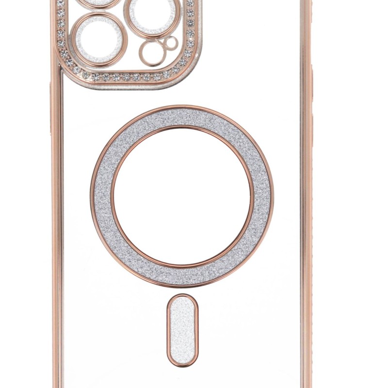 Back Cover Θήκη Σιλικόνης Με Τζαμάκι Κάμερας, Magsafe, Στρασάκια Και Γκλίτερ (Iphone 13 Pro Max)