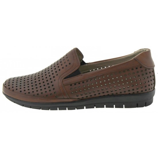 AYAKKABI Leather Women's Ballerina Shoes Perforated Upper