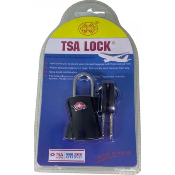 Τsa Lock Ατσάλινο Λουκέτο με Κλειδί - Μαύρο