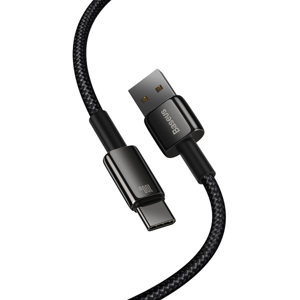 Baseus Tungsten Gold Braided USB σε USB-C Καλωδιο Φορτισης 100W Μαυρο 2m Αξεσουάρ Κινητών/Tablet