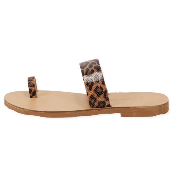 Beautifulshop Γυναικείες Παντόφλες Γνήσιο Δέρμα - Animal Print με Δάχτυλα