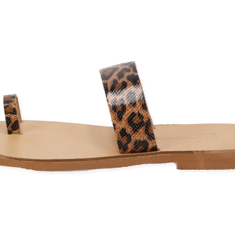 Beautifulshop Γυναικείες Παντόφλες Γνήσιο Δέρμα - Animal Print με Δάχτυλα