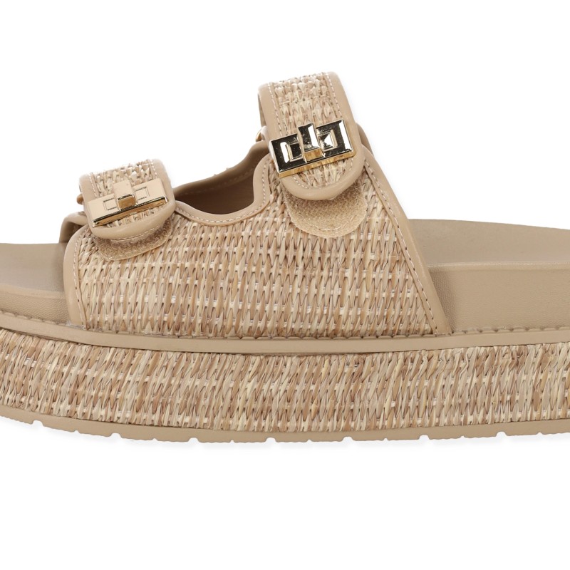 Γυναικεία Flatforms Σανδάλια Ψάθινα