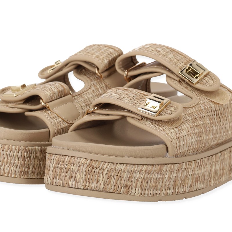 Γυναικεία Flatforms Σανδάλια Ψάθινα