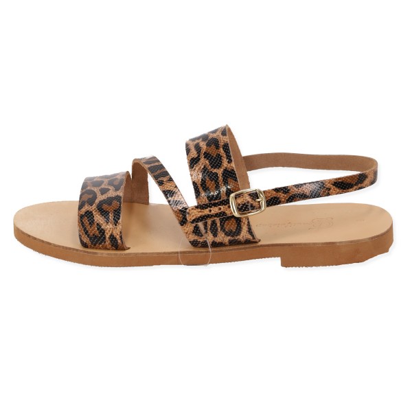 Beautifulshop Σανδάλια Flatforms από Γνήσιο Δέρμα με Λουράκι -Animal Print