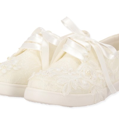 OEM Νυφικά SNEAKERS με Σχέδιο Λουλούδια
