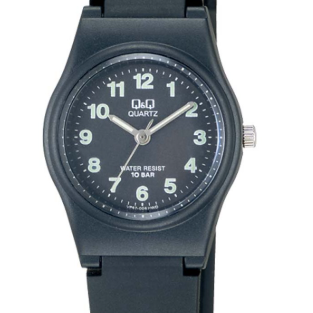 Q&Q Unisex Ρολοϊ Χειρός VP47J004Y Αδιάβροχο σε Μαύρο Χρώμα