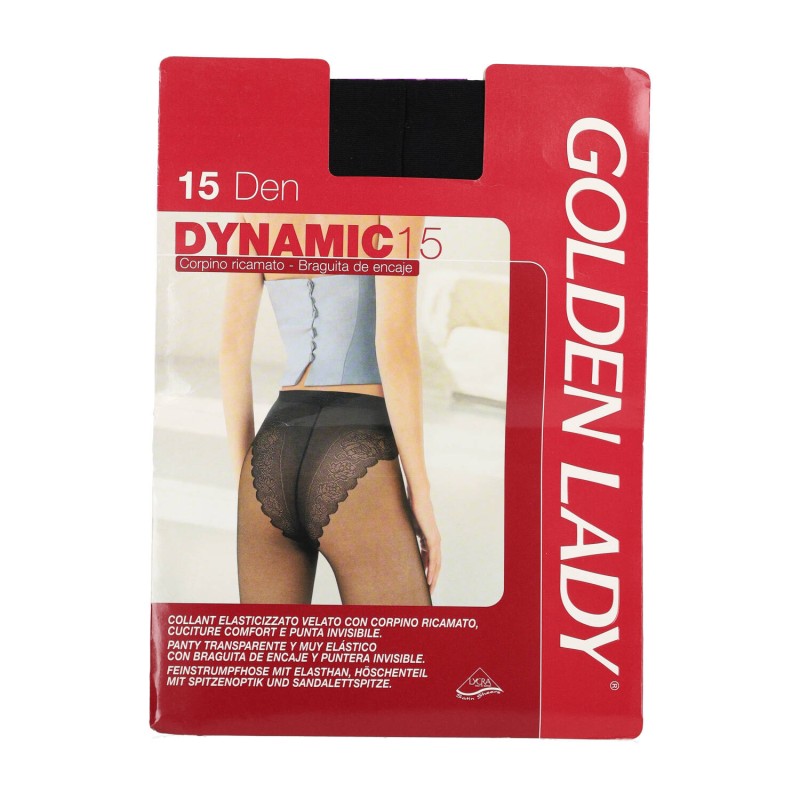 Golden Lady Dynamic 15 DEN Γυναικείο Ελαστικό Καλσόν με Περτό Δαντελένιο Κιλοτάκι και Διαφανή μύτη