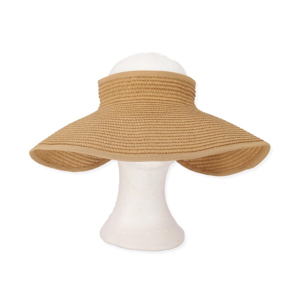 A&K Accessories  Γυναικείο Καπέλο Visor Ανοιχτό Ψάθινο με Μεγάλο Γείσο και Κορδέλα