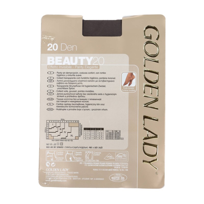 Golden Lady Beauty20 20 Den Γυναικείο Πολύ λεπτό Ελαστικό Καλσόν,Σούπερ Διάφανο