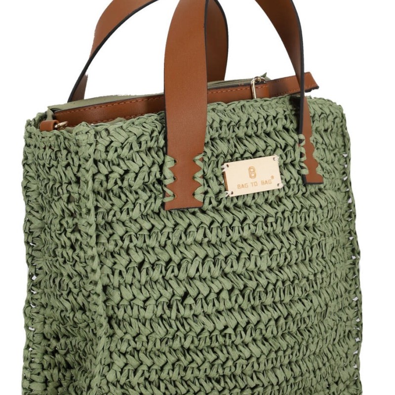 BAG TO BAG Γυναικεία Ψάθινη Tσάντα Xιαστί