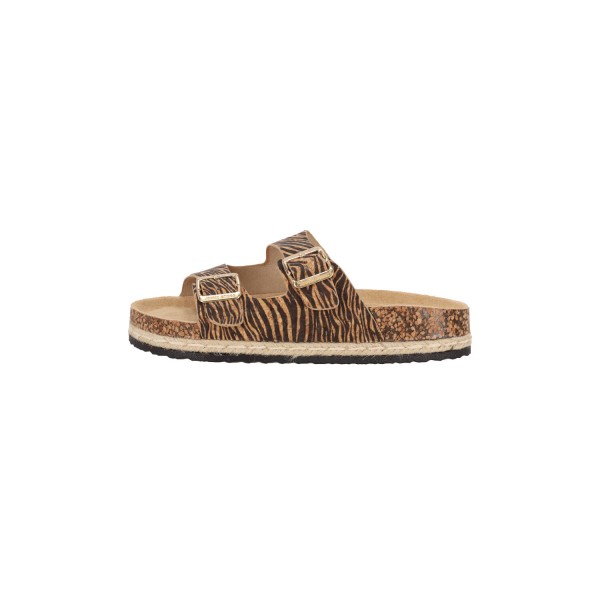 Jomix Shoes  Γυναικεία Σανδάλια Flat με Διπλές Τόκες -Animal Print