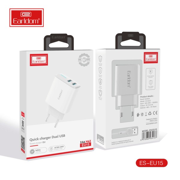 Earldom ES-EU35i Σετ Φόρτισης 18W Με 2 θύρες USB και Καλώδιο USB σε Lightning Αξεσουάρ Κινητών/Tablet