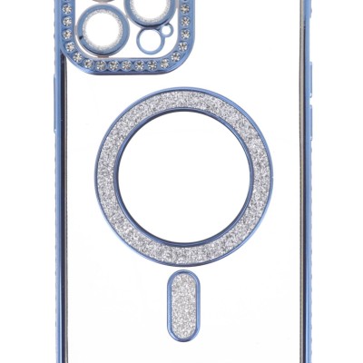 Back Cover Θήκη Σιλικόνης Με Τζαμάκι Κάμερας, Magsafe, Στρασάκια Και Γκλίτερ (Iphone 12 Pro Max)