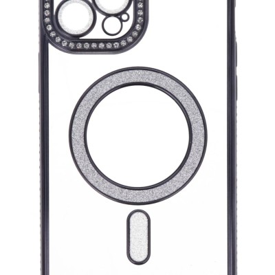 Back Cover Θήκη Σιλικόνης Με Τζαμάκι Κάμερας, Magsafe, Στρασάκια Και Γκλίτερ (Iphone 12 Pro Max)