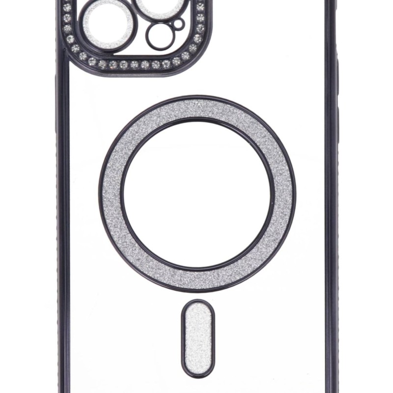 Back Cover Θήκη Σιλικόνης Με Τζαμάκι Κάμερας, Magsafe, Στρασάκια Και Γκλίτερ (Iphone 12 Pro Max)