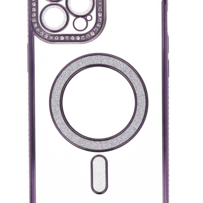 Back Cover Θήκη Σιλικόνης Με Τζαμάκι Κάμερας, Magsafe, Στρασάκια Και Γκλίτερ (Iphone 12 Pro Max)