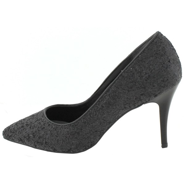 Paylan Thin Mid Heel Heels In Black Color With Glitter