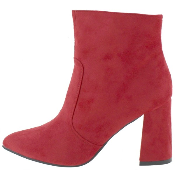 Beautifulshop Suede Women's Ankle, Boots, With Heel In, Red
