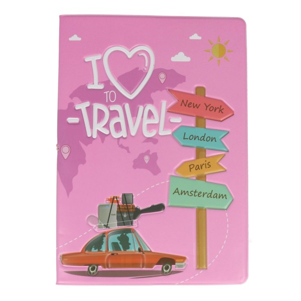 Erdom Θήκη Διαβατηρίου Με Σχέδιο I Love To Travel