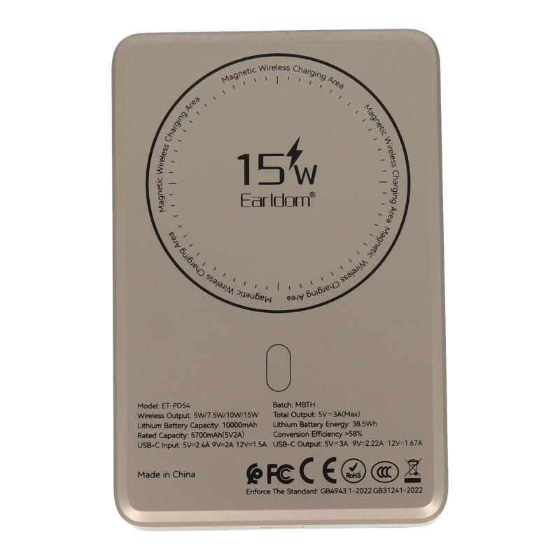 Earldom PD-54 10000mAh Magsafe-Wireless Power Bank 20W