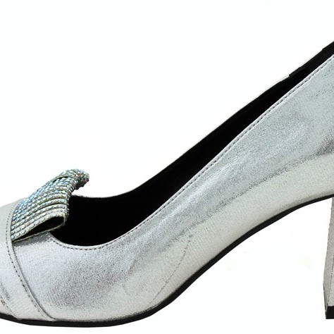 Paylan Heel In Silver Color With Thick Heel And Rhinestone