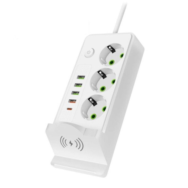 Power Socket QL - 1080U 2500W Πολύμπριζο 3 Θέσεων με 4 Θύρες USB-A και 1 Θύρα USB-C