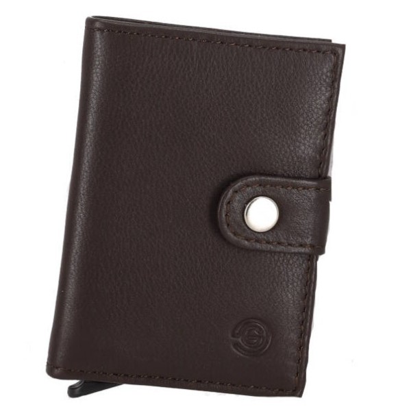 Genuine Leather TR1 Ανδρικό Δερμάτινο Πορτοφόλι Καρτών με RFID και Μηχανισμό Slide