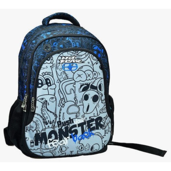 Back Me Up Monster Σχολική Τσάντα Πλάτης Δημοτικού με Θήκη για Παγούρι 30lt