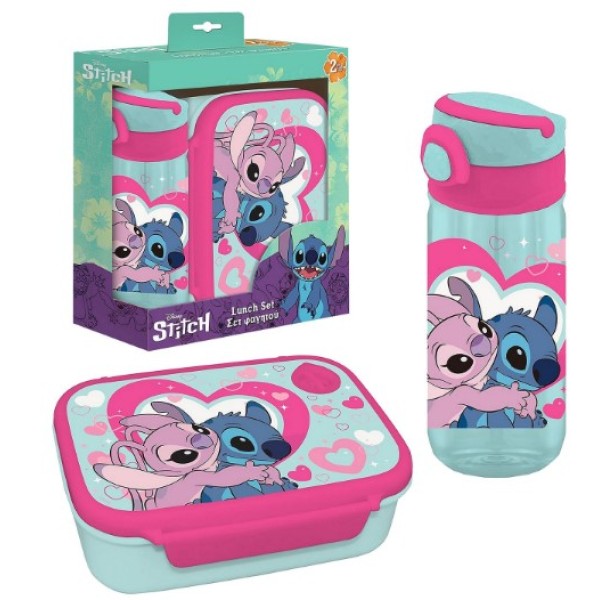 Disney Σετ 2 τεμ Stitch Φαγητοδοχείο 800ml & Παγούρι με Καλαμάκι 500ml