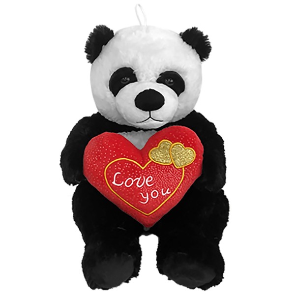 Λούτρινο Αρκουδάκι Panda Με Καρδιά 30cm Αξεσουάρ & Παιχνίδια