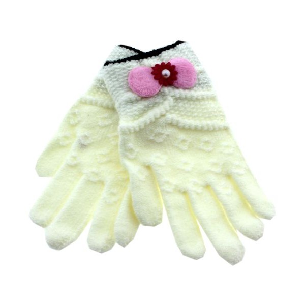 Prahar Άσπρα Εφηβικά γάντια Με φιόγκο πέρλα