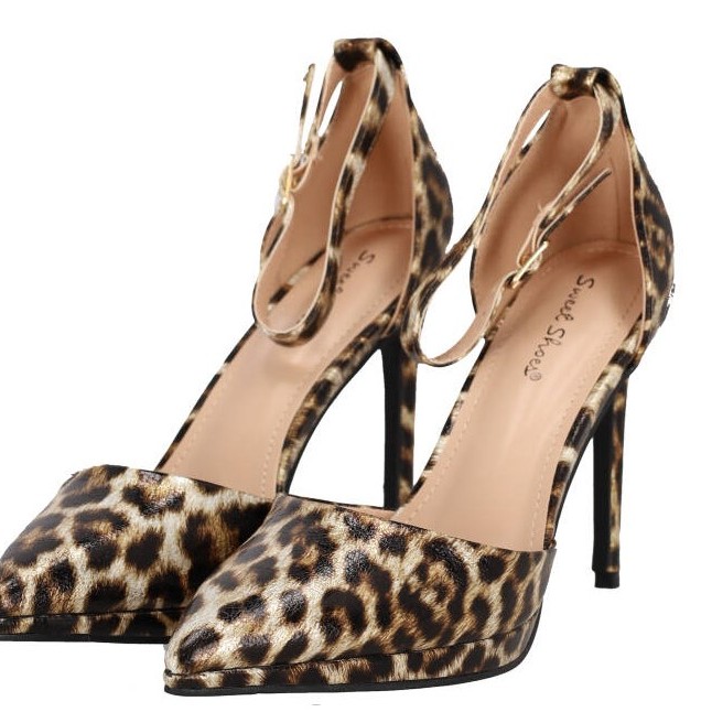 Sweel Shoes Γυναικεία Γόβα με Φιάπα και Λεπτό Ψηλό Τακούνι -Animal Print