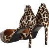 Sweel Shoes Γυναικεία Γόβα με Φιάπα και Λεπτό Ψηλό Τακούνι -Animal Print