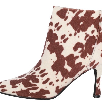 Ideal Shoes Γυναικεία Μποτάκια Στιλέτο με Μυτερή Μύτη -Animal Print