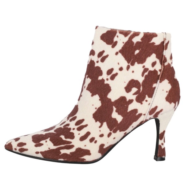 Ideal Shoes Γυναικεία Μποτάκια Στιλέτο με Μυτερή Μύτη -Animal Print