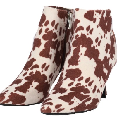 Ideal Shoes Γυναικεία Μποτάκια Στιλέτο με Μυτερή Μύτη -Animal Print